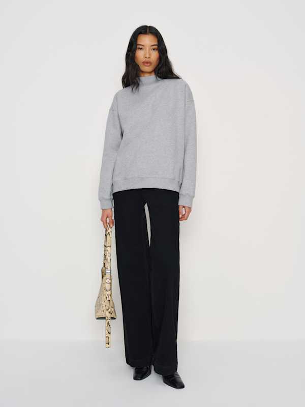 Jade Mock Neck Sweatshirt - Heather Grey